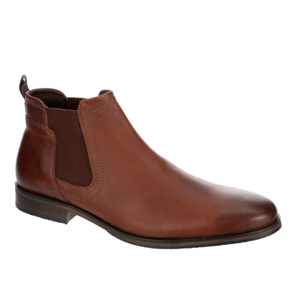 Franco Fortini Mens Cognac Brown Leather Chelsea Boots Size 10 Ankle Boot
